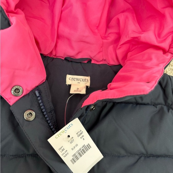 NWT Size 2 Crewcuts navy blue tie waist puffer coat 2T JCREW toddler girls - Picture 5 of 7